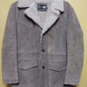 SEARS Vtg Sherpa Lined Heavy Suede Leather Rancher